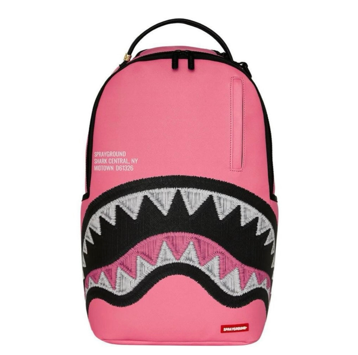Sprayground Shark Central Pink Embroidered Shark Backpack Zaini Donna