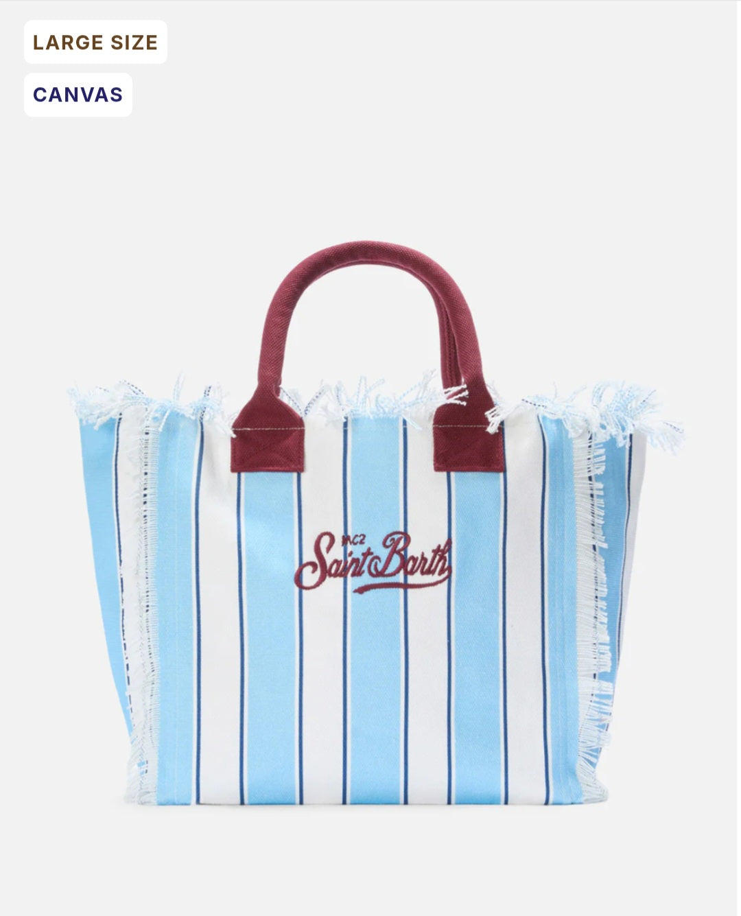 SAINT BARTH VANITYBorsa Vanity regular in canvas a righe azzurre con dettagli bordeaux