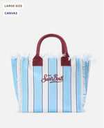 SAINT BARTH VANITYBorsa Vanity regular in canvas a righe azzurre con dettagli bordeaux