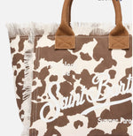SAINT BARTH VANITY Borsa tote Vanity in tela di cotone con stampa in pelle di mucca